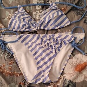 Victoria's Secret Blue and White Striped Bikini